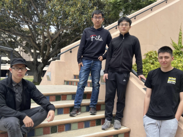 The Jin Lab, from left to right: Tian Xie, Richen Xiong, Chenhao Jin, Samuel L. Brantly